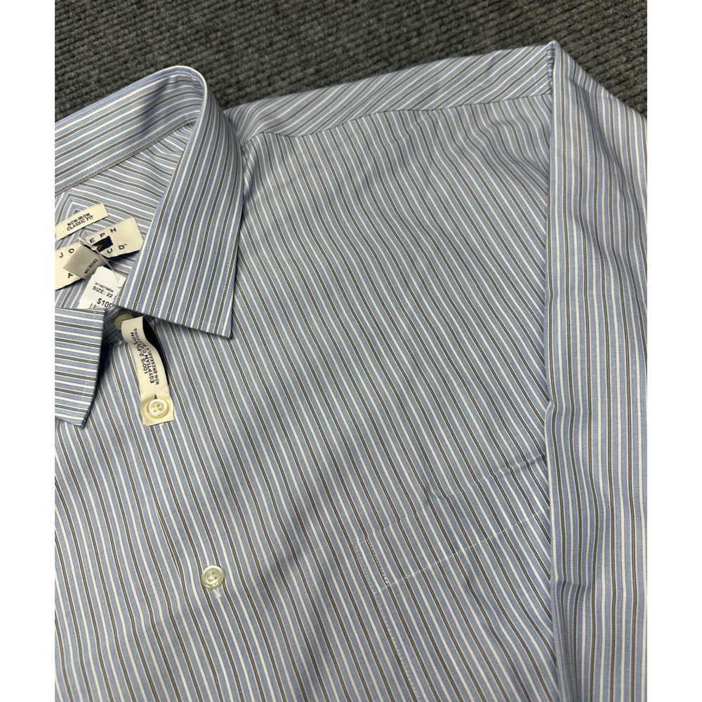 Joseph Abboud Dress Shirt Men 22 36/37 Blue Striped Non-Iron Egyptian Cotton